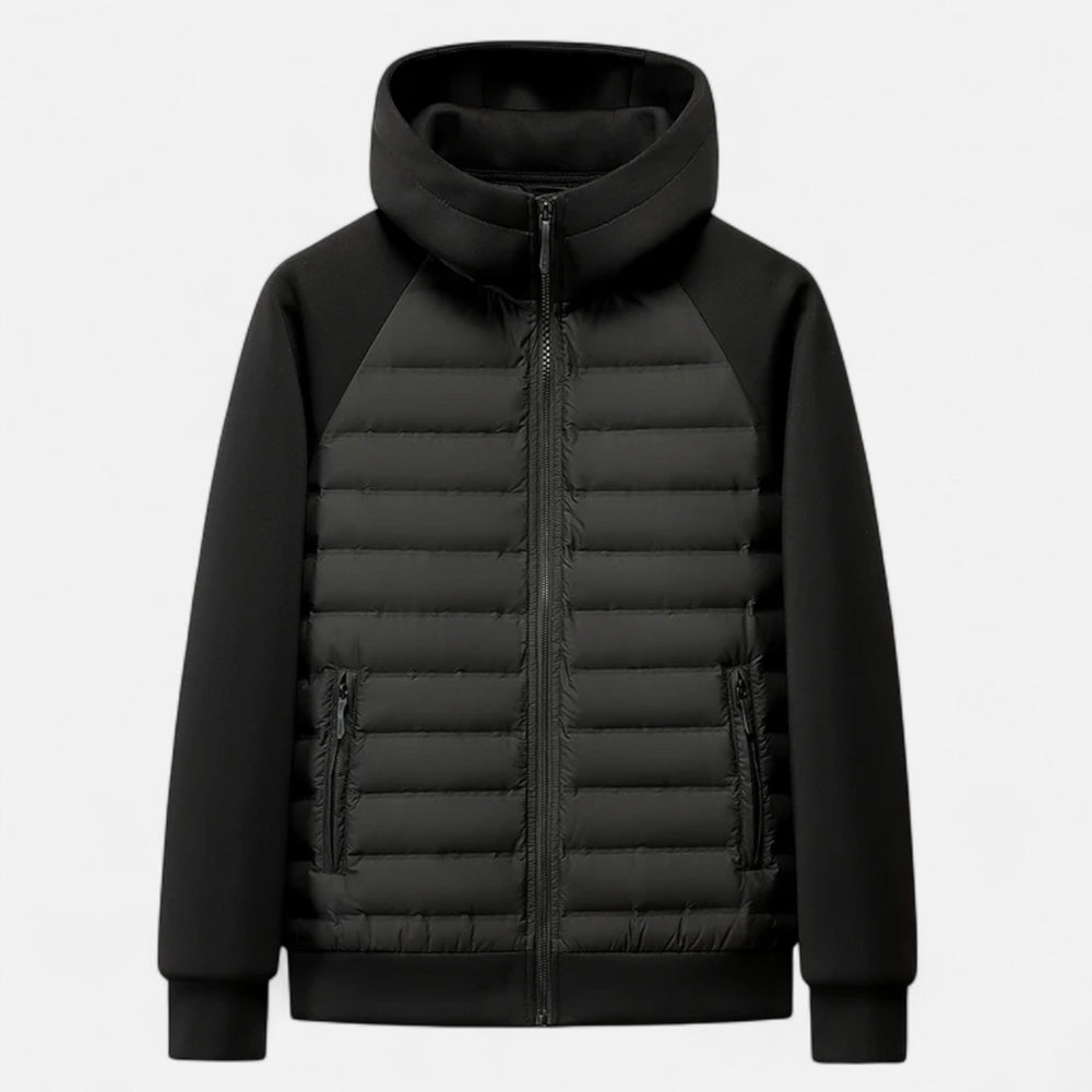 Men's hooded puffer jacket, view 1