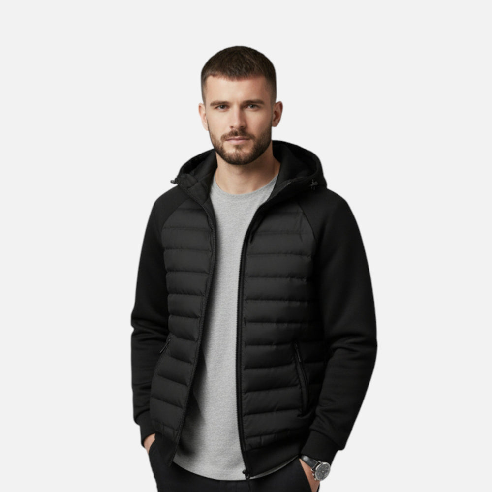 Men's hooded puffer jacket, view 2
