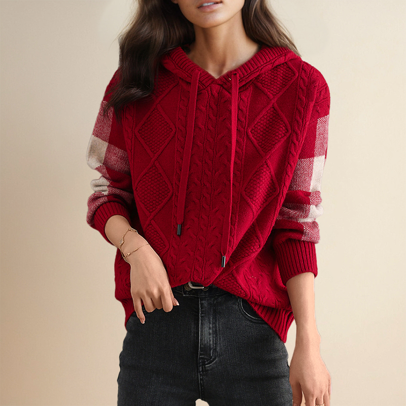 Enhanced Product Title: "FABIOLA™ Jacquard Hooded Pullover - Stylish & Cozy Women's Sweater" 

This title includes relevant keywords for better visibility in Google Shopping while clearly describing the product.