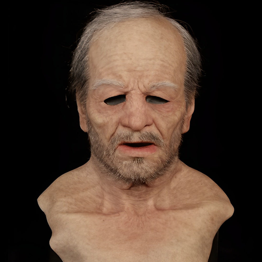 Davy Realistic Old Man Mask | Premium Headwear Costume Accessory for Halloween & Theatrical Performances