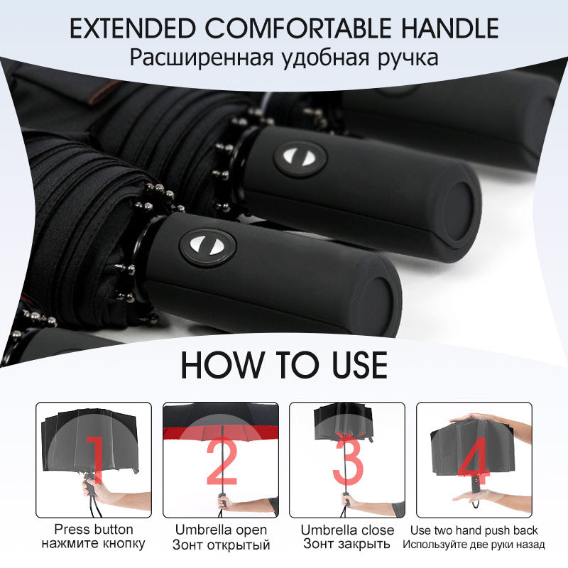 Automatic Reverse Fold Storm Umbrella | Davy - Wind-Resistant, Compact & Easy to Use