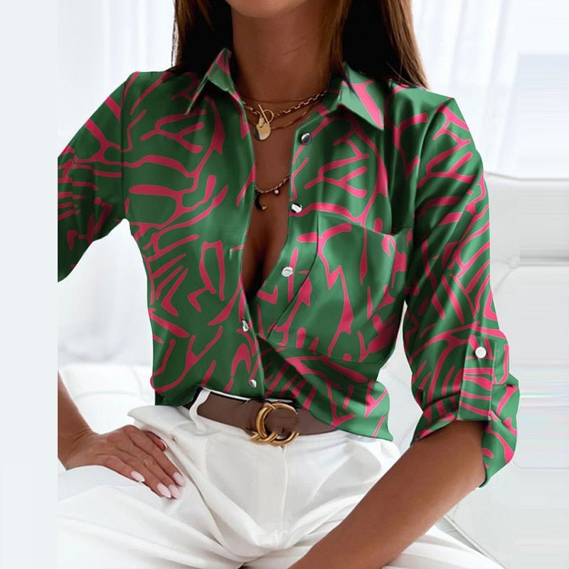 Chic Women's Elegant Lapel Collar Blouse - Stylish & Versatile Top for Any Occasion