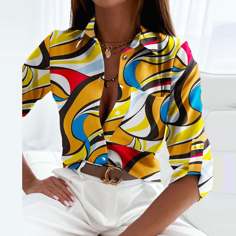 Chic Women's Elegant Lapel Collar Blouse - Stylish & Versatile Top for Any Occasion