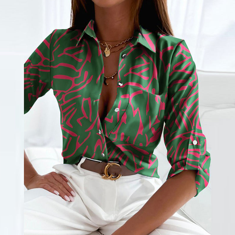 Chic Women's Elegant Lapel Collar Blouse - Stylish & Versatile Top for Any Occasion