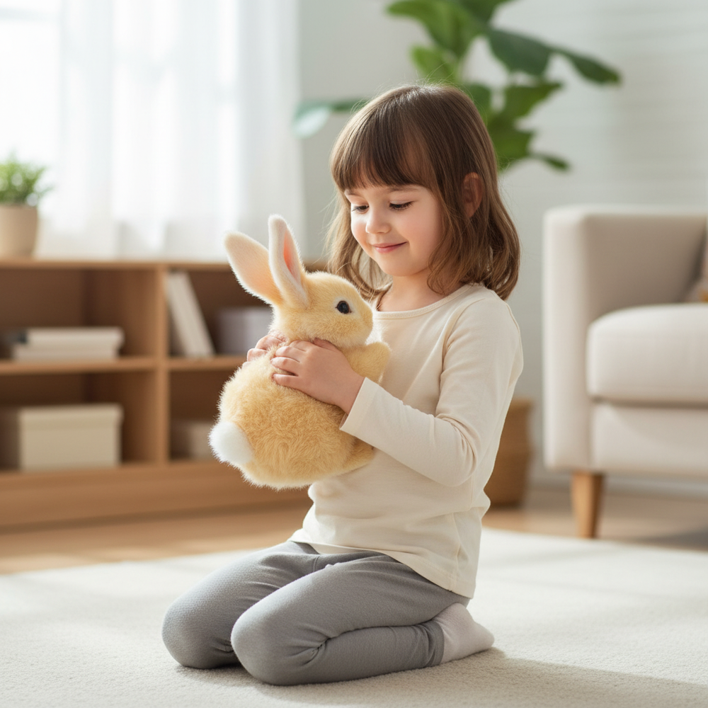 Davy BunnyLoom Interactive Plush Toy | Realistic Hopping Bunny for Kids - Engaging & Fun Plush Companion