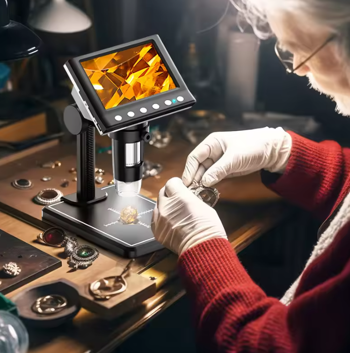 High-Definition Davy Digital Microscope with 4.3'' LCD Screen – 1000X Magnification for Detailed Viewing