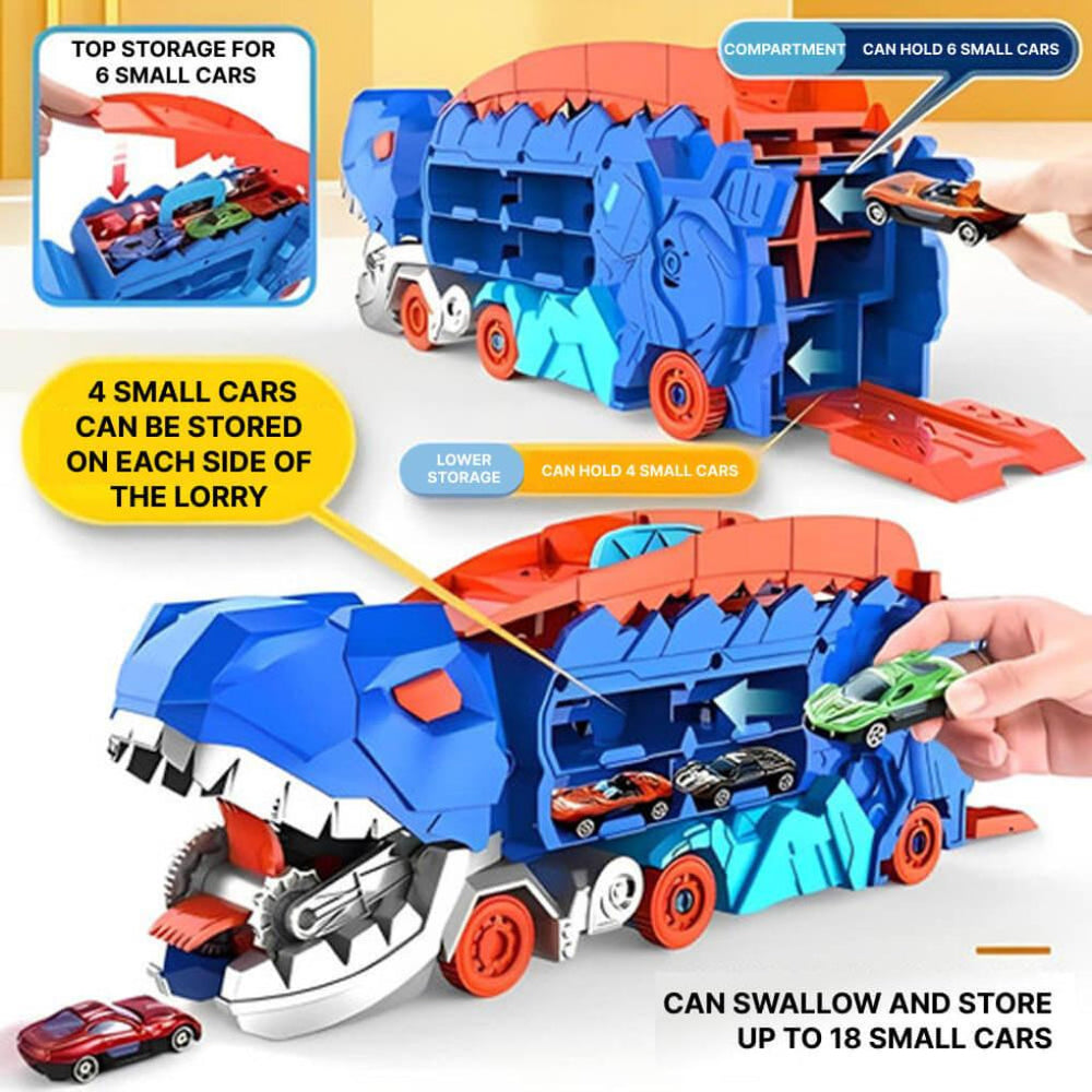 Davy Dinosaur Car Transporter Playset with Racing Ramp - Fun & Interactive Toy for Kids