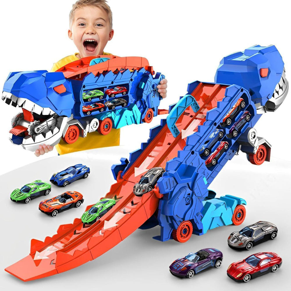 Davy Dinosaur Car Transporter Playset with Racing Ramp - Fun & Interactive Toy for Kids