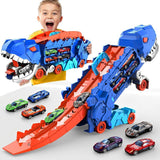 Davy Dinosaur Car Transporter Playset with Racing Ramp - Fun & Interactive Toy for Kids