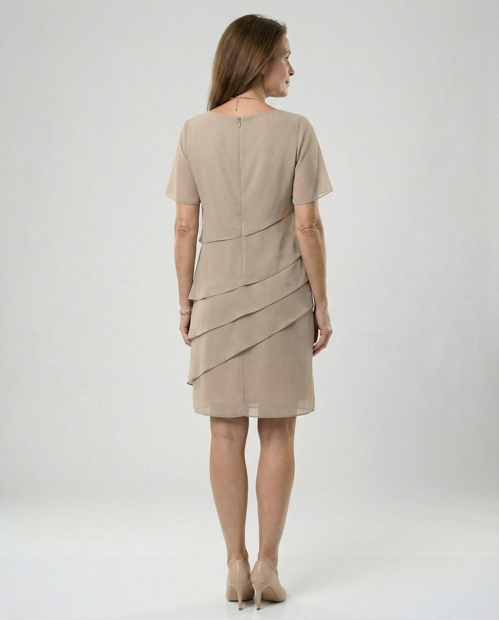 Elegant Layered Chiffon Midi Dress for Women - Perfect for Weddings, Parties & Special Occasions