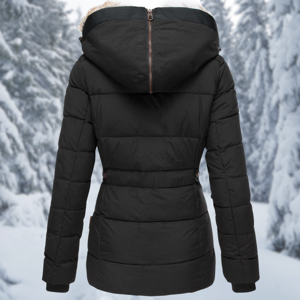 Women's Cozy Faux Fur Hooded Winter Jacket - Stylish & Warm Outerwear for Cold Weather