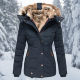 Women's Cozy Faux Fur Hooded Winter Jacket - Stylish & Warm Outerwear for Cold Weather