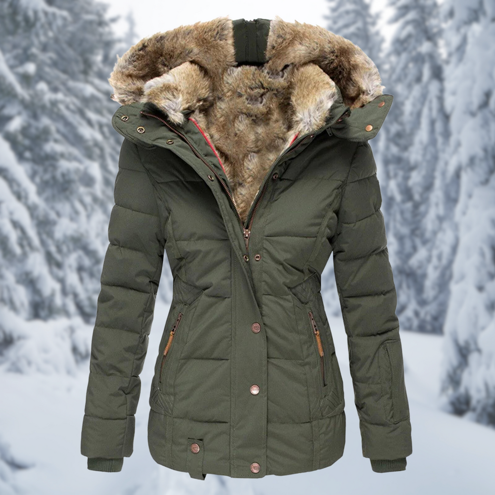 Women's Cozy Faux Fur Hooded Winter Jacket - Stylish & Warm Outerwear for Cold Weather