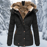 Women's Cozy Faux Fur Hooded Winter Jacket - Stylish & Warm Outerwear for Cold Weather