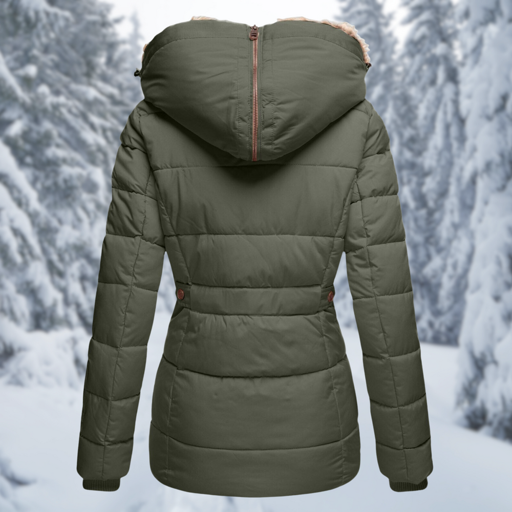 Women's Cozy Faux Fur Hooded Winter Jacket - Stylish & Warm Outerwear for Cold Weather