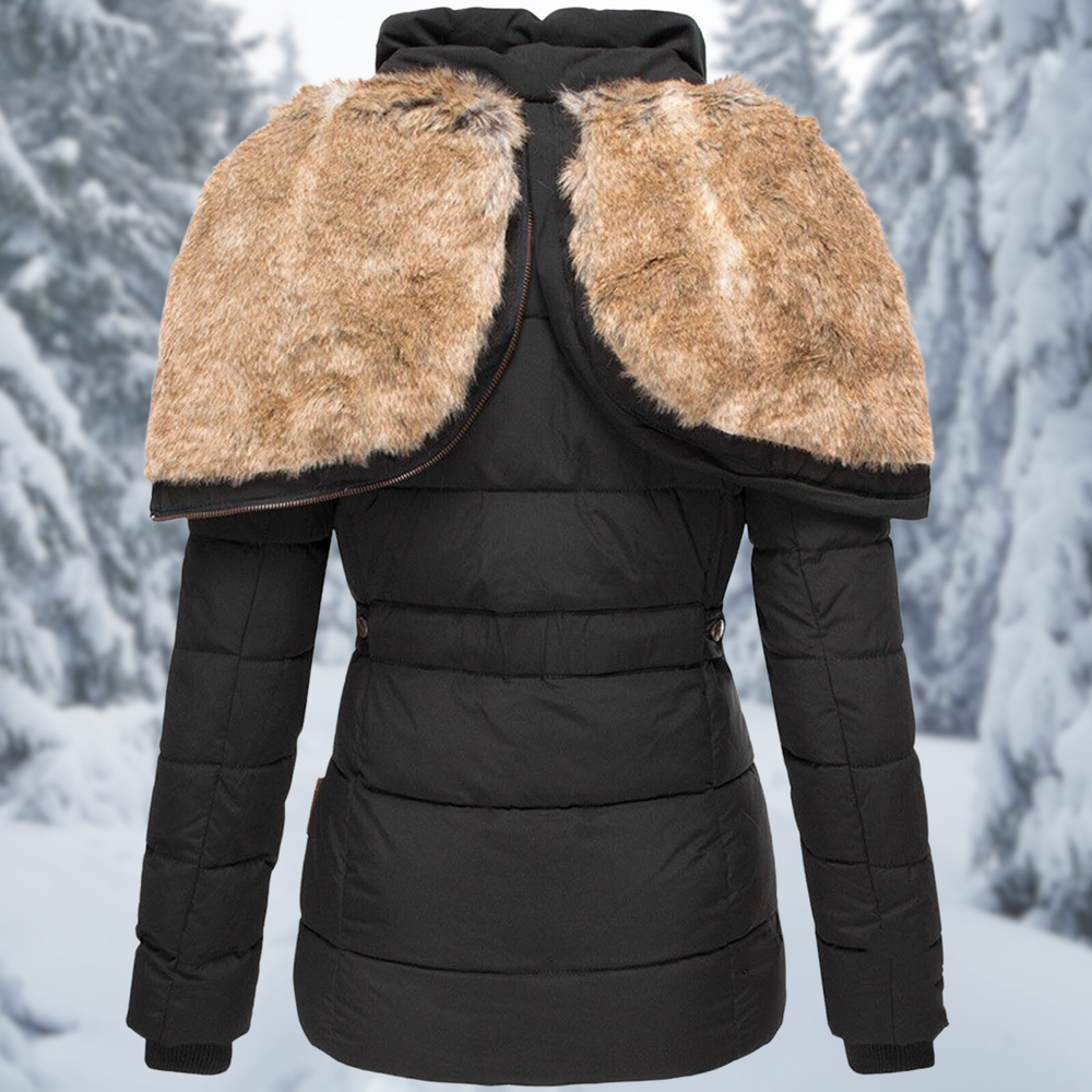 Women's Cozy Faux Fur Hooded Winter Jacket - Stylish & Warm Outerwear for Cold Weather