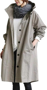 Women's Versatile Hooded Trench Coat - Stylish Waterproof Outerwear for All Seasons