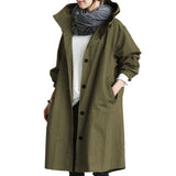 Women's Versatile Hooded Trench Coat - Stylish Waterproof Outerwear for All Seasons