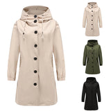 Women's Versatile Hooded Trench Coat - Stylish Waterproof Outerwear for All Seasons