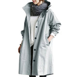 Women's Versatile Hooded Trench Coat - Stylish Waterproof Outerwear for All Seasons