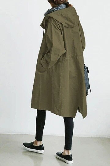 Women's Versatile Hooded Trench Coat - Stylish Waterproof Outerwear for All Seasons