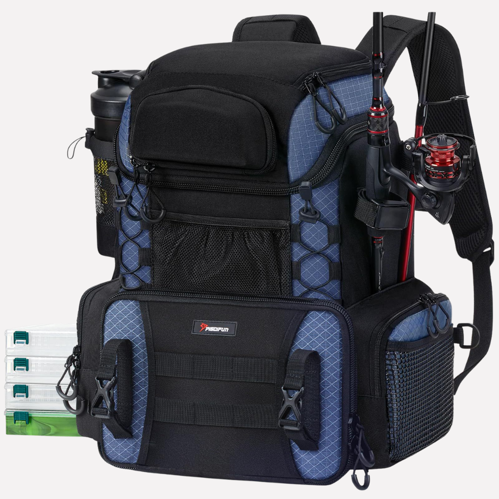 Davy Fishing Tackle Backpack with Rod Holders | Durable, Waterproof, and Spacious Gear Storage for Anglers