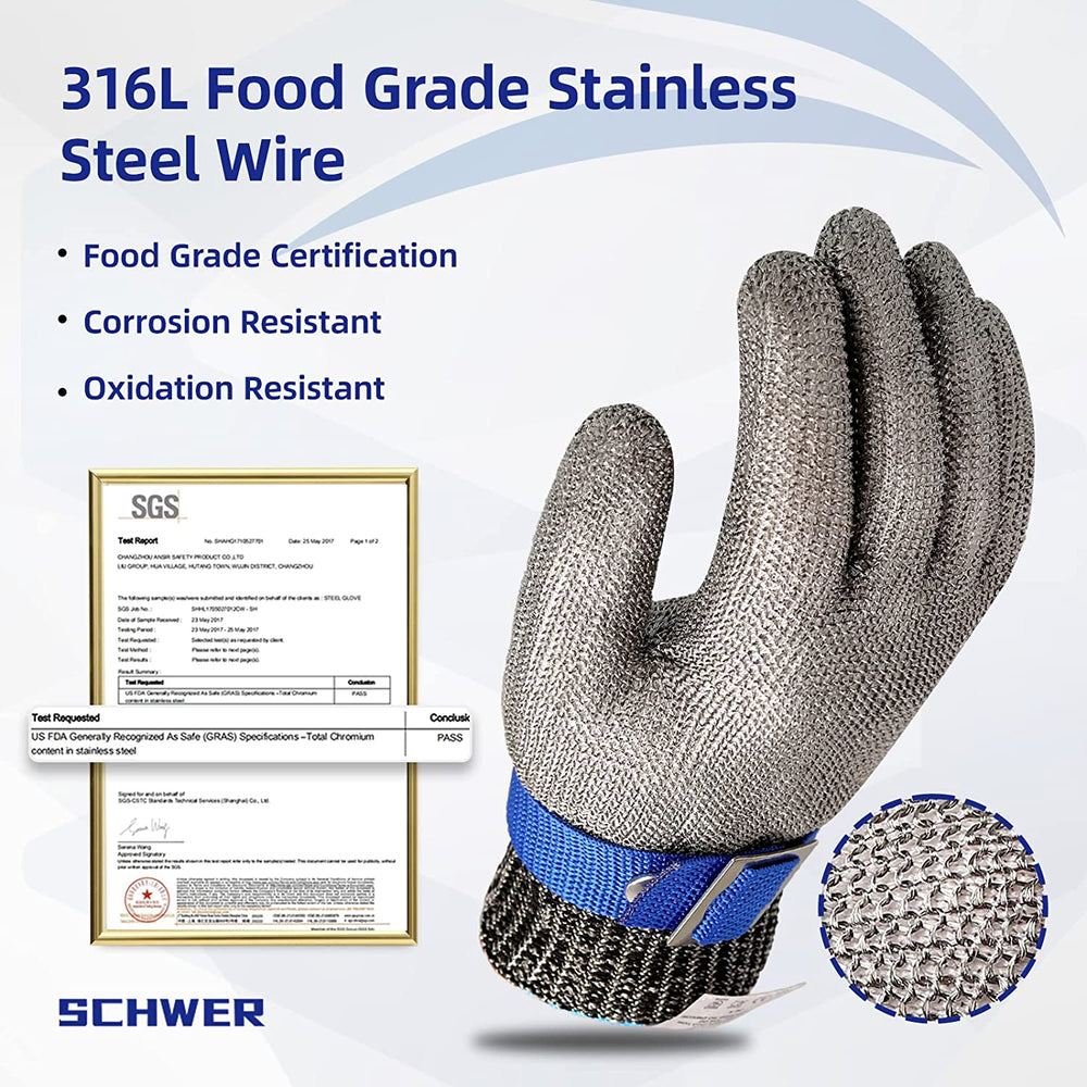 Davy Food-Safe Cut-Resistant Stainless Steel Mesh Glove - Ultimate Protection for Kitchen Safety