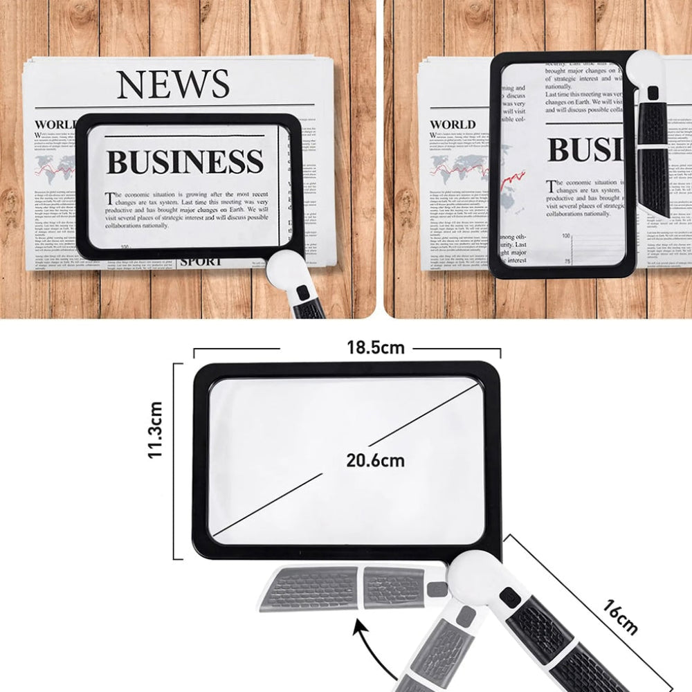 Davy Full Page Magnifying Glass with Ergonomic Handle - Ideal for Reading, Crafts, and Hobbies