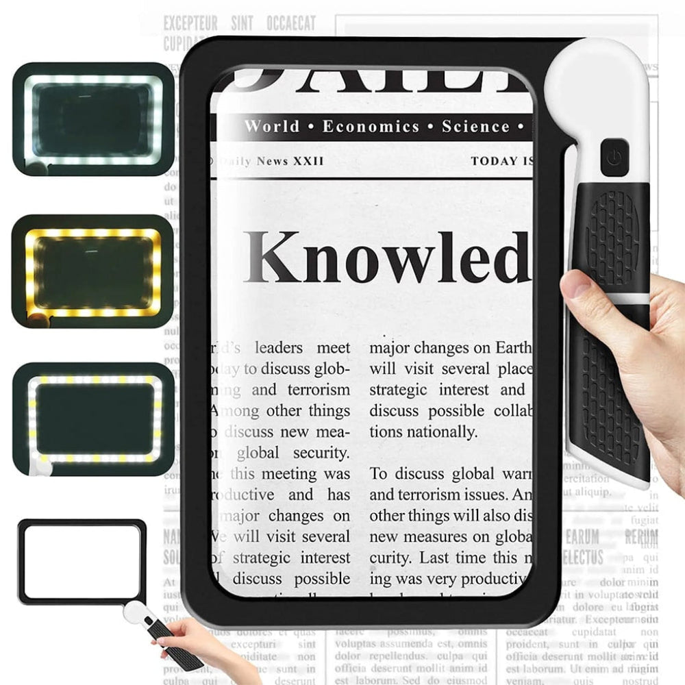 Davy Full Page Magnifying Glass with Ergonomic Handle - Ideal for Reading, Crafts, and Hobbies