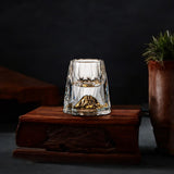 Handmade Crystal Whisky Glasses with Gold Flakes - Davy 2-Pack | Elegant Drinkware for Spirits