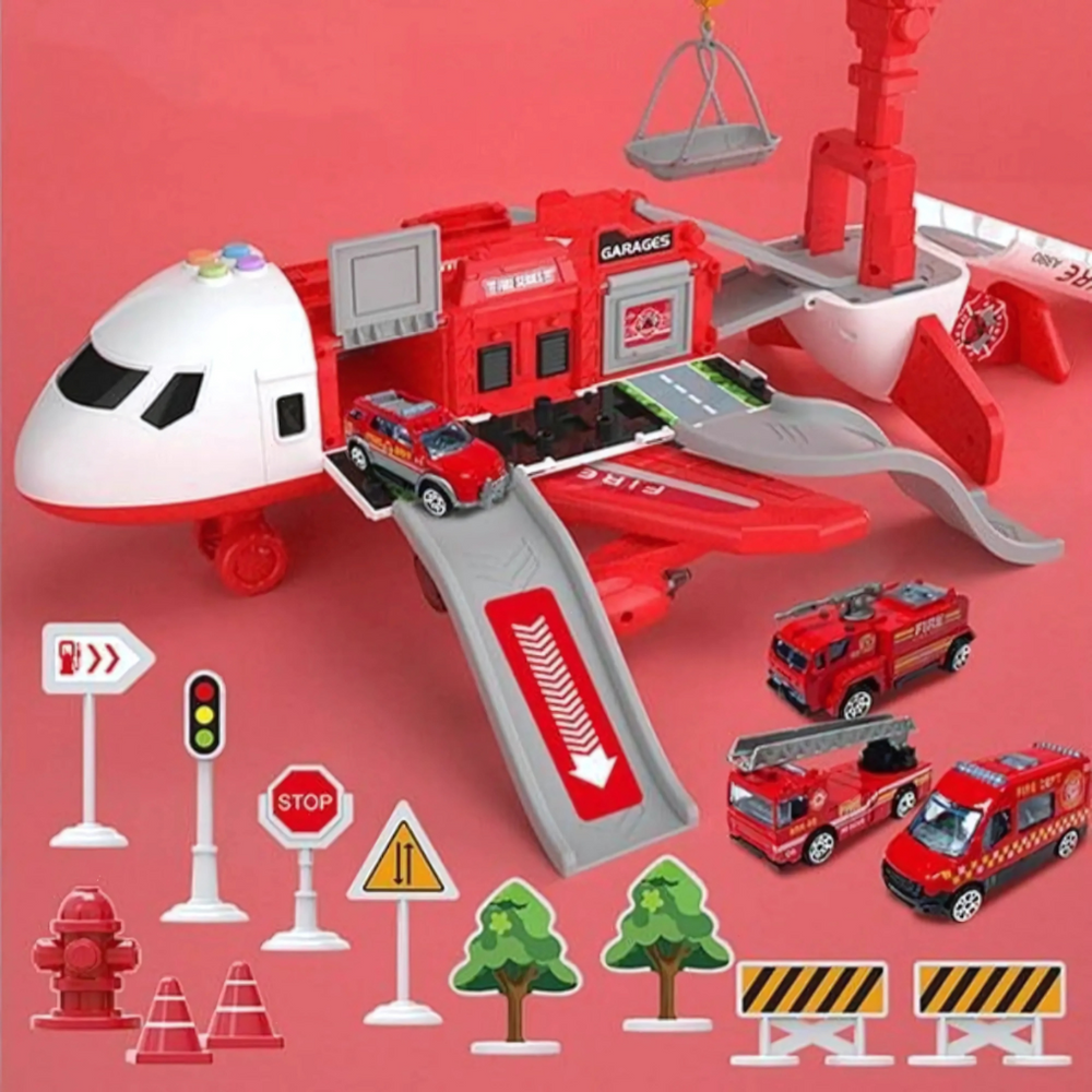 Davy Kids Deformable Airplane Storage Playset with Cars - Fun & Functional Toy Organizer for Creative Play
