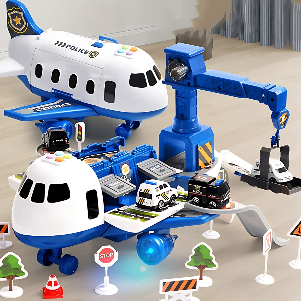Davy Kids Deformable Airplane Storage Playset with Cars - Fun & Functional Toy Organizer for Creative Play