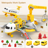 Davy Kids Deformable Airplane Storage Playset with Cars - Fun & Functional Toy Organizer for Creative Play