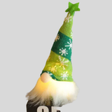 LED Gnome Ornament - Davy with Knitted Snowflake Hat | Festive Holiday Decor