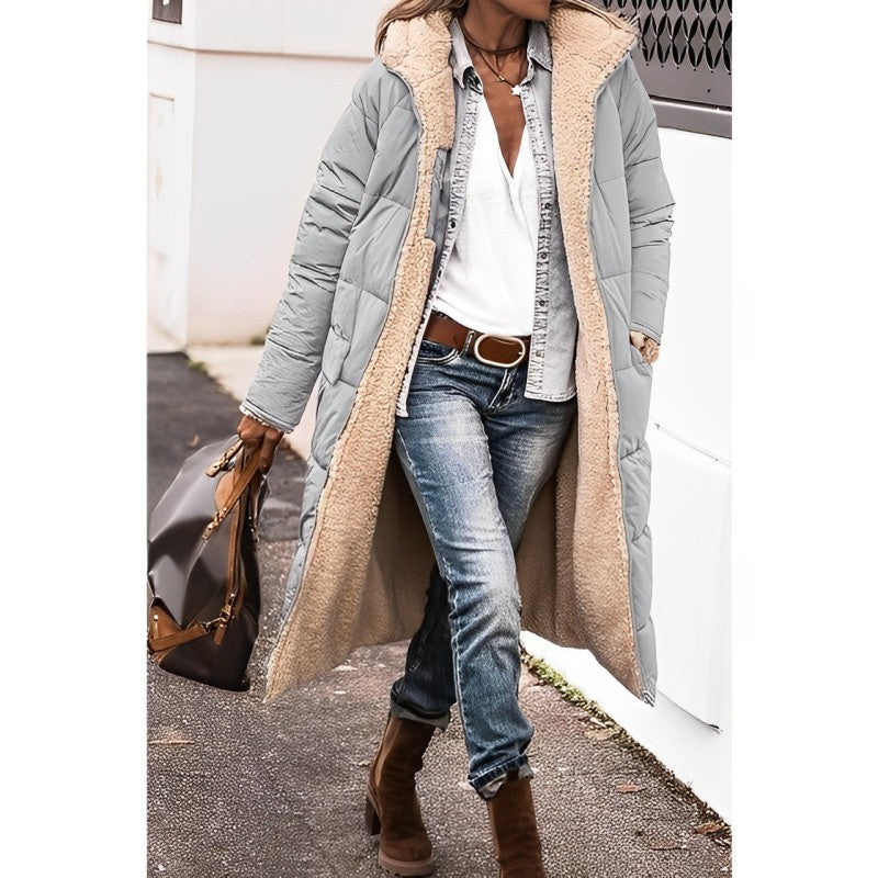 Women's Reversible Long Winter Coat - Cozy & Stylish Outerwear for Cold Weather
