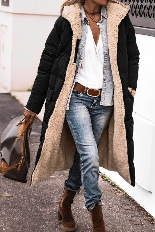 Women's Reversible Long Winter Coat - Cozy & Stylish Outerwear for Cold Weather