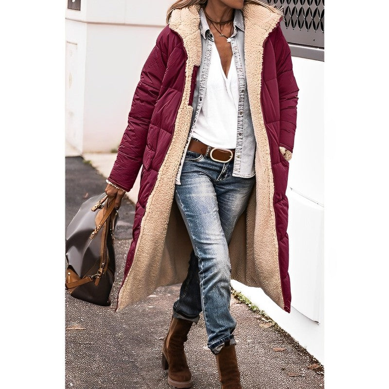 Women's Reversible Long Winter Coat - Cozy & Stylish Outerwear for Cold Weather