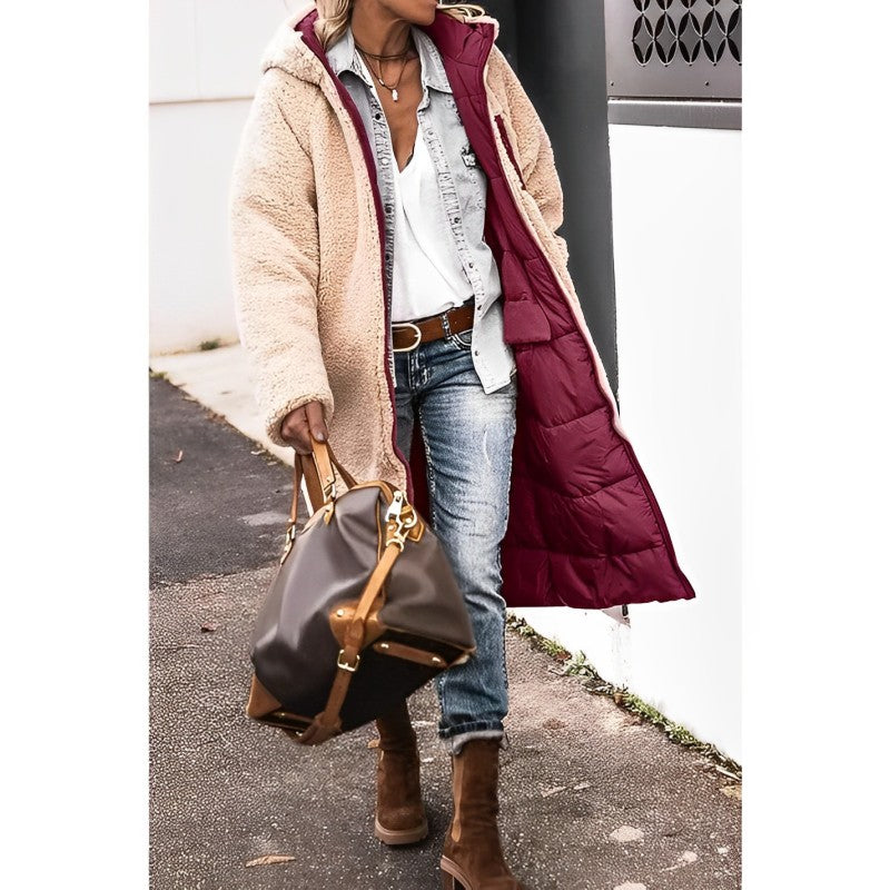 Women's Reversible Long Winter Coat - Cozy & Stylish Outerwear for Cold Weather
