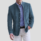Davy Men's Band Collar Jacket with Stylish Button Accents - Trendy Casual Outerwear