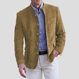 Davy Men's Band Collar Jacket with Stylish Button Accents - Trendy Casual Outerwear