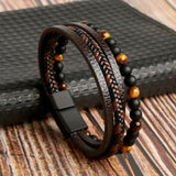 Men's Braided Leather Beaded Bracelet - Davy Collection | Stylish & Durable Accessory