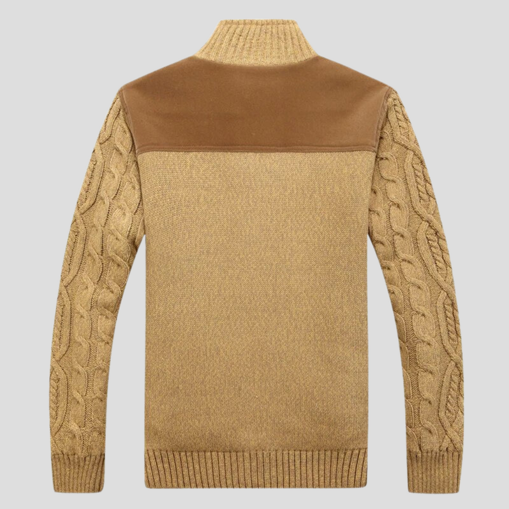 Men's Cozy Warm Lined Cable Knit Cardigan - Stylish Winter Sweater for Ultimate Comfort