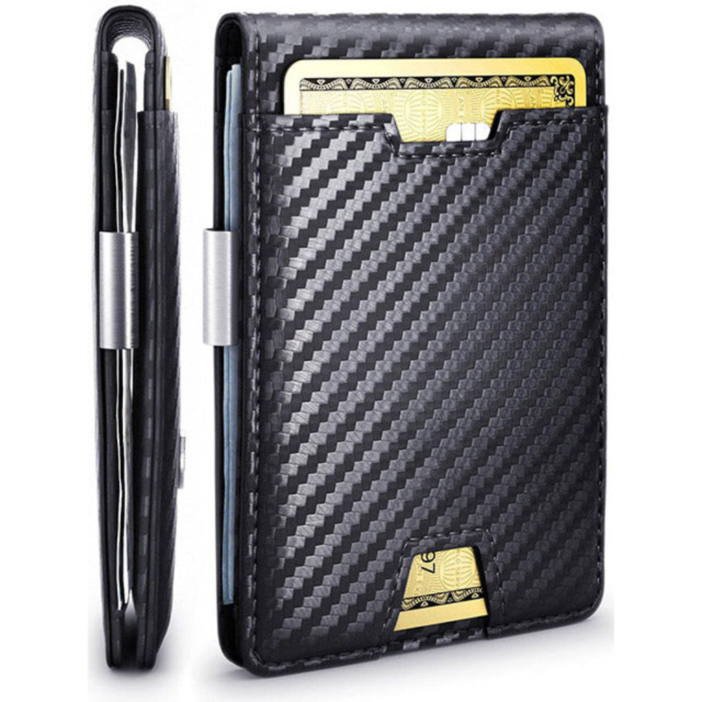 Davy Men's Carbon Fiber Wallet with Money Clip - Slim, Lightweight & Durable Design