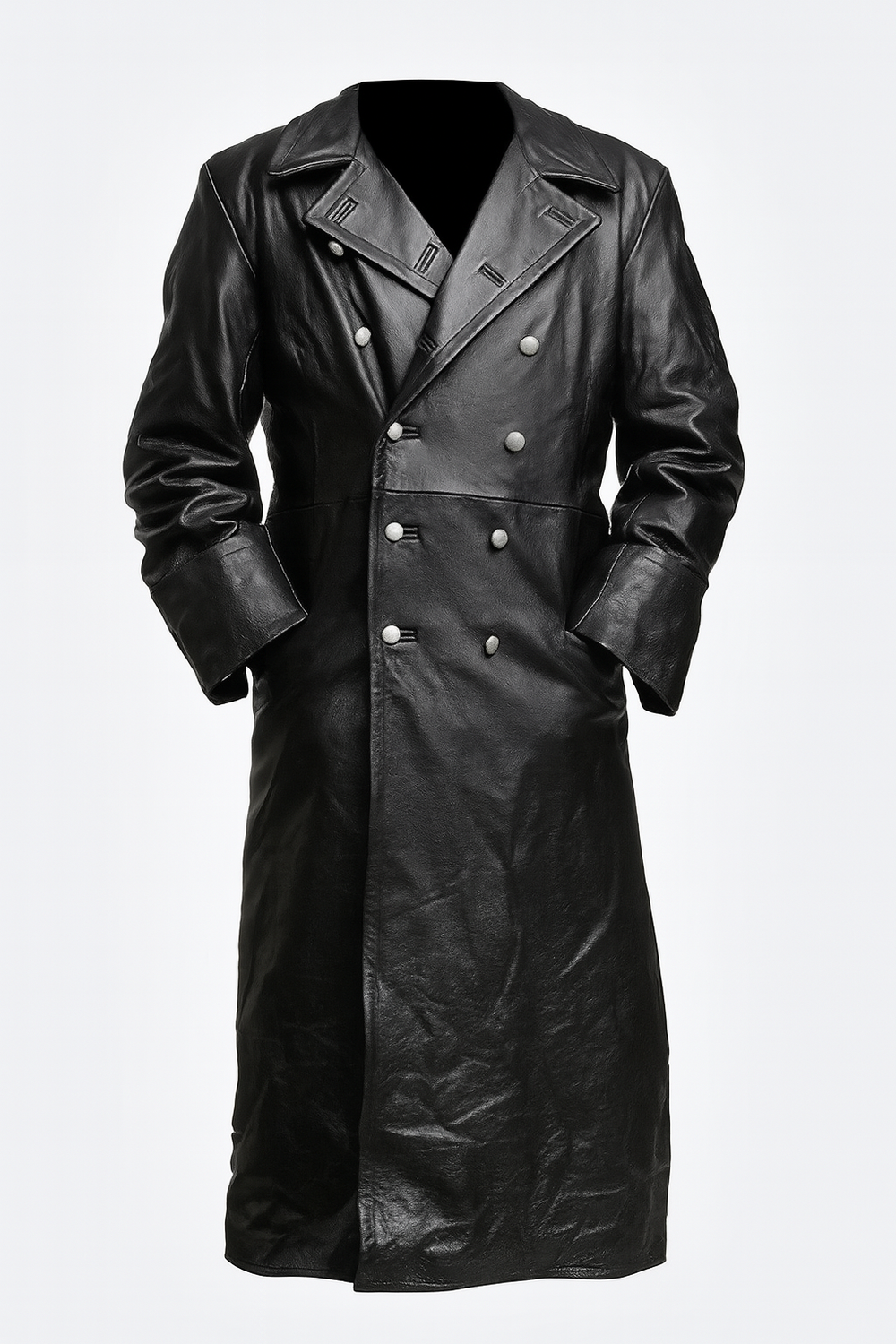 Men's Vintage Military Leather Trench Coat by Davy | Classic Style & Durable Design