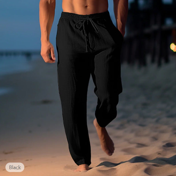 Davy Men's Breathable Linen Drawstring Pants - Lightweight, Comfortable Summer Trousers