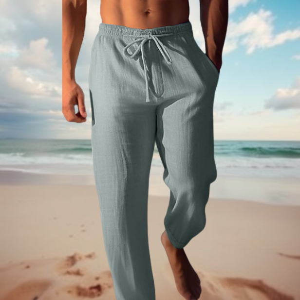 Davy Men's Breathable Linen Drawstring Pants - Lightweight, Comfortable Summer Trousers