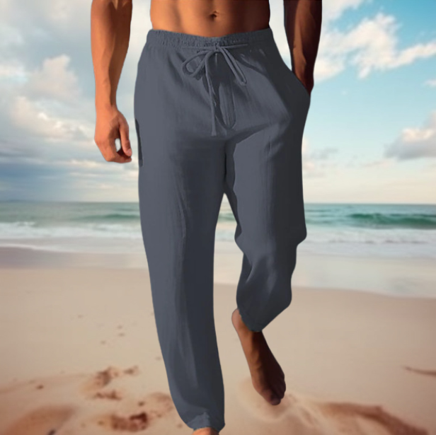 Davy Men's Breathable Linen Drawstring Pants - Lightweight, Comfortable Summer Trousers