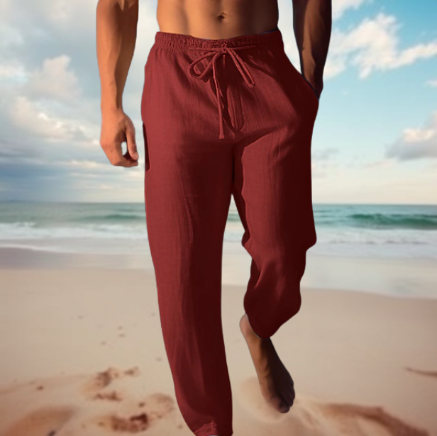 Davy Men's Breathable Linen Drawstring Pants - Lightweight, Comfortable Summer Trousers