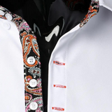 Men's Dress Shirt with Stylish Paisley Print Accents - Elegant & Modern Design