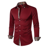 Men's Dress Shirt with Stylish Paisley Print Accents - Elegant & Modern Design